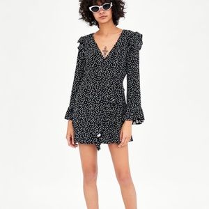 Zara black and white polka dot romper